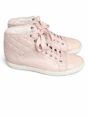 ECCO Blush Pink Leather High-Top Sneakers – Size 37